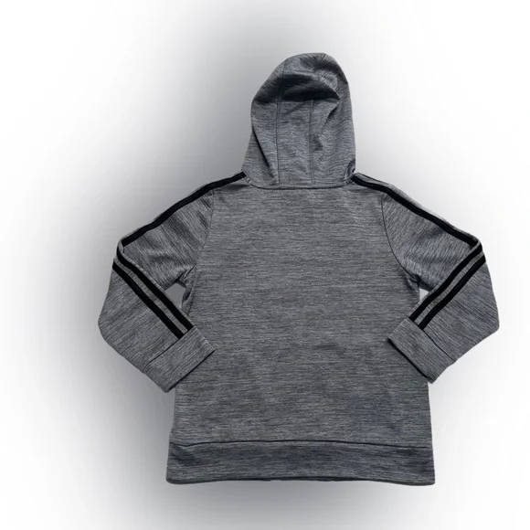 Adidas Boy’s Long Sleeve Hooded Pullover Grey Black Size:7 - Picture 2 of 5